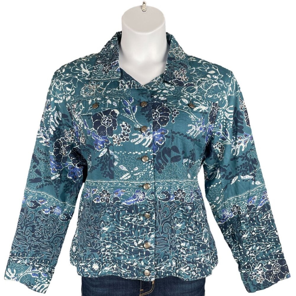 Chico's Teal Floral Blazer